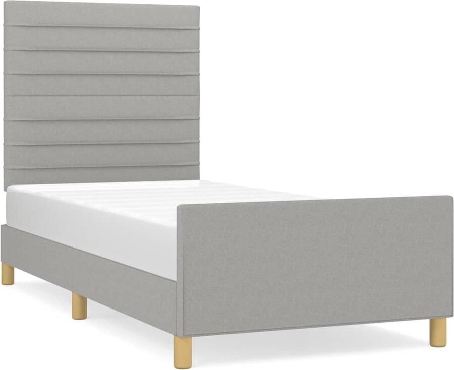 VidaXL Bedframe Stof Lichtgrijs 80x200 cm Zonder Matras Bed Frame Boxspring Hoofdbord Tweepersoonsbed Enkelbed Grijs Bed Stoffen Bed Modern Bed Comfortabel Bed - Foto 2