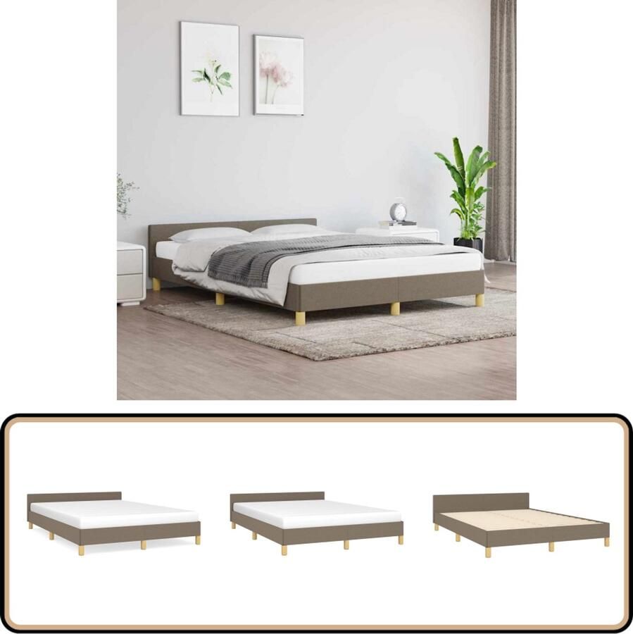 VidaXL Bedframe Stof Taupe 140x200 cm Bed Frame Tweepersoons Bed Met Hoofdeinde Houten Bed Taupe Bed