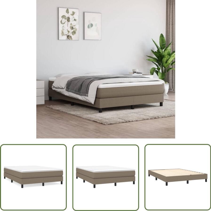 VidaXL Bedframe Stof Taupe 140x200 cm Boxspring Frame Tweepersoons Bed Frame Stof Bed Taupe Bed Houten Bed Multipex Lattenbodem Bed Kopen Slaapkamer Meubels Bed