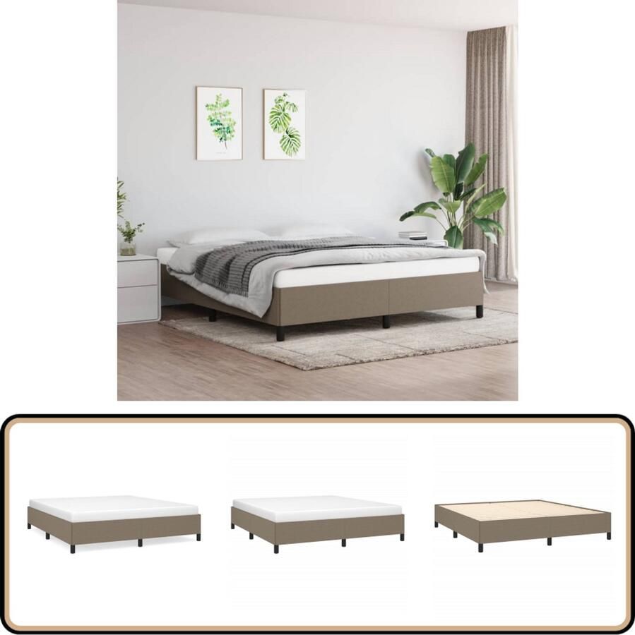 VidaXL Bedframe Stof Taupe 160x200 cm Bed Frame Tweepersoons Bed Stoffen Bed Taupe Bed