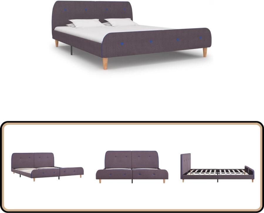 VidaXL Bedframe Stof Taupe 160x200 cm Elegant Design Slaapkamer Meubels Bed Frame Tweepersoons Bed Stof Bed Taupe Bed
