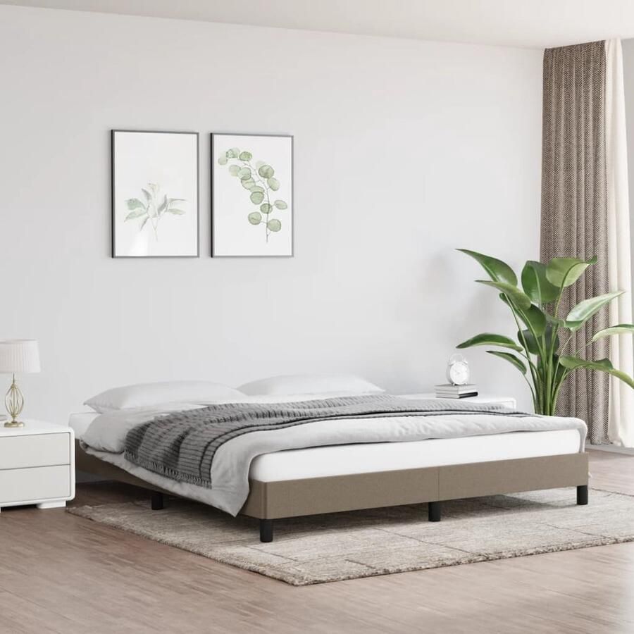 VidaXL Bedframe Stof Taupe 180x200 cm Bed Frame Slaapkamer Meubels Tweepersoons Bed Houten Bed Frame Stoffen Bed Frame Taupec - Foto 2