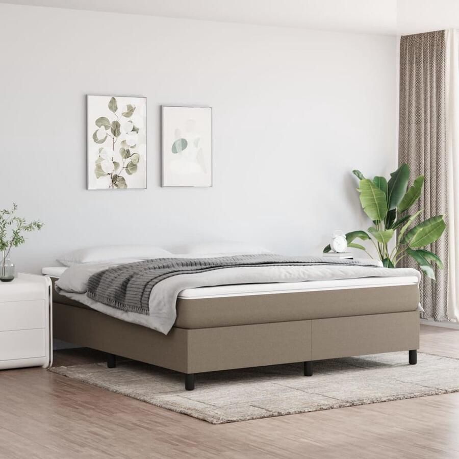 VidaXL Boxspring Taupe Inclusief Matras 160x200 cm Boxspringbed Boxspring Tweepersoonsbed Slaapcomfort Pocketvering Middelharde Ondersteuning Taupecolor - Foto 3