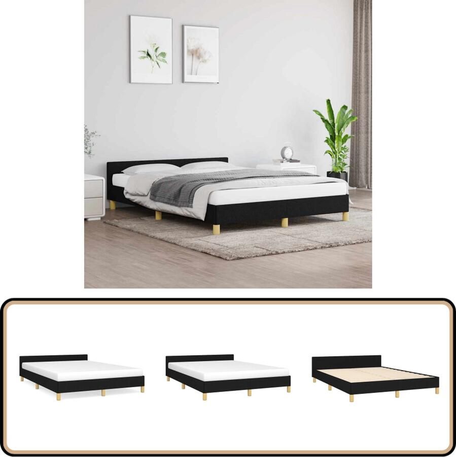 VidaXL Bedframe Stof Zwart 140x190 cm Slaapkamer Meubels Bed Frame Boxspring Frame Tweepersoons Bed Zwarte Bed Frames Houten Bed Frame Modern Bed Frame