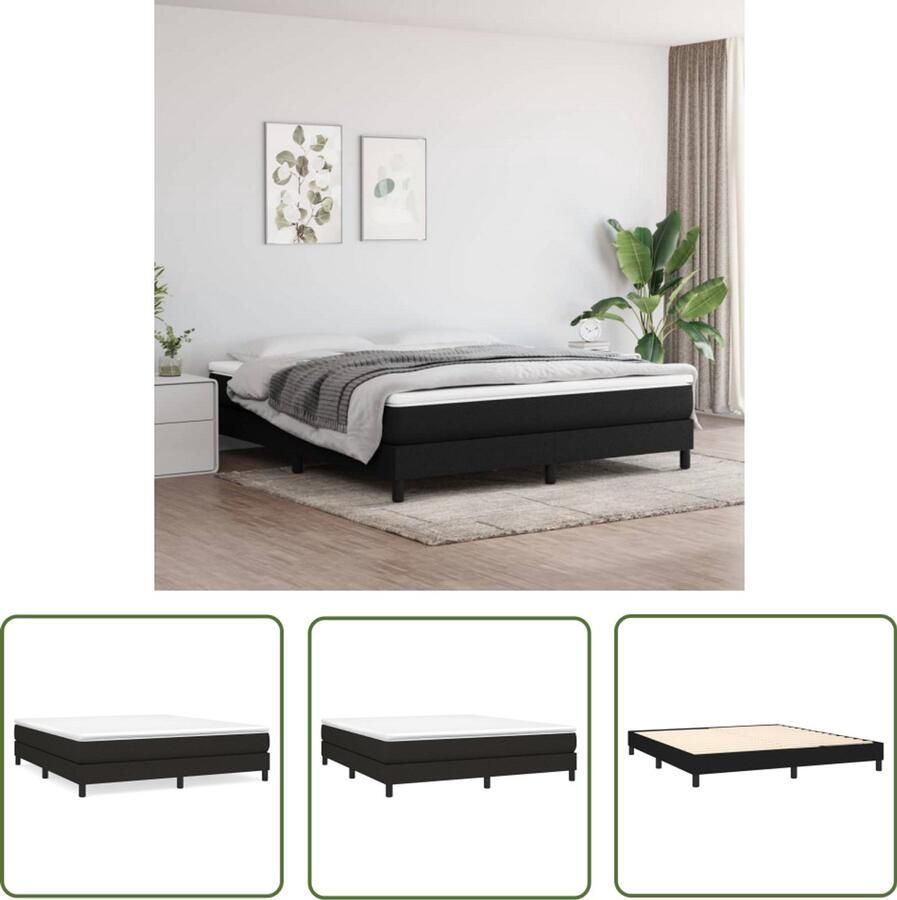 VidaXL Bedframe Zwart 180x200 cm Stof Boxspring Frame Bed Frame Slaapkamer Meubels Zwarte Bedframe Tweepersoons Bed Houten Bed Frame Stoffen Bed Frame Multipex Lattenbodem Stabiel Bed Frame Comfortabel Bed Frame - Foto 2