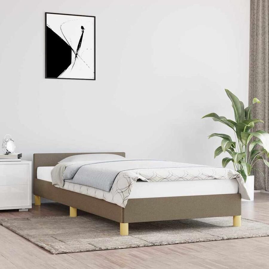 VidaXL Bedframe zonder Matras Donker Grijs 120x190 cm Stof Set van 2 Taupe - Foto 5