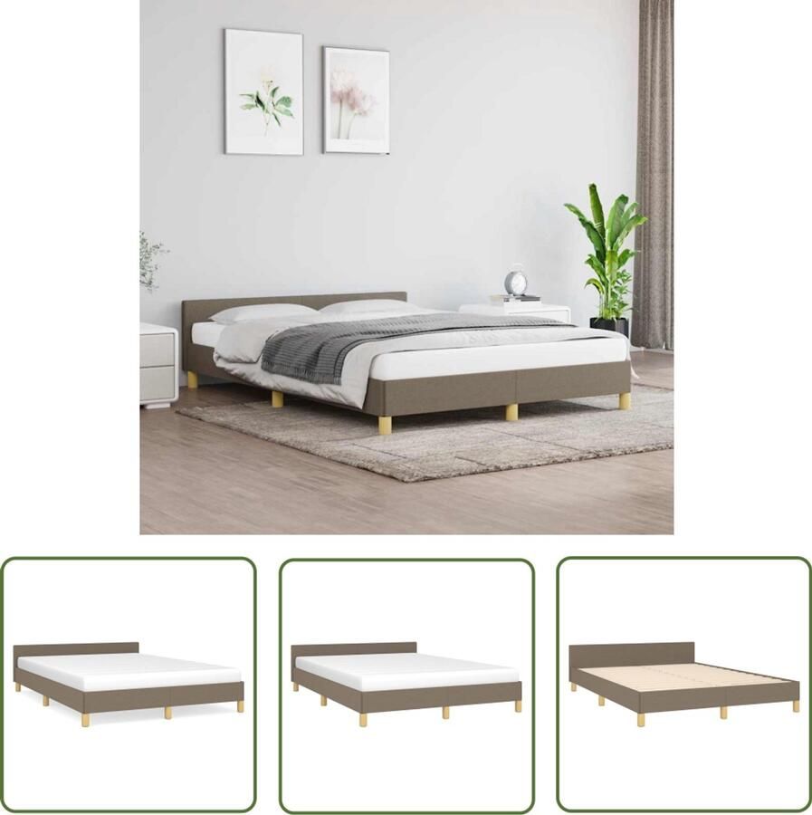 VidaXL Bedframe Taupe 140x190 cm Stof Bed Frame Boxspring Tweepersoonsbed Stapelbare Bedden Houten Bed Tapijt Slaapkamer Meubels Taupes