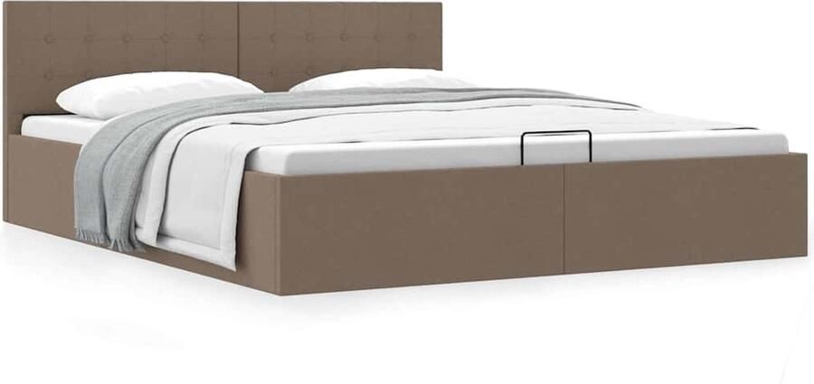VidaXL Bedframe Taupe 160x200 cm Hydraulische Opbergruimte Hydraulisch Bed Stof Bed Opbergbed Tweepersoonsbed Taupecolor Bed Frame Slaapkamers - Foto 2