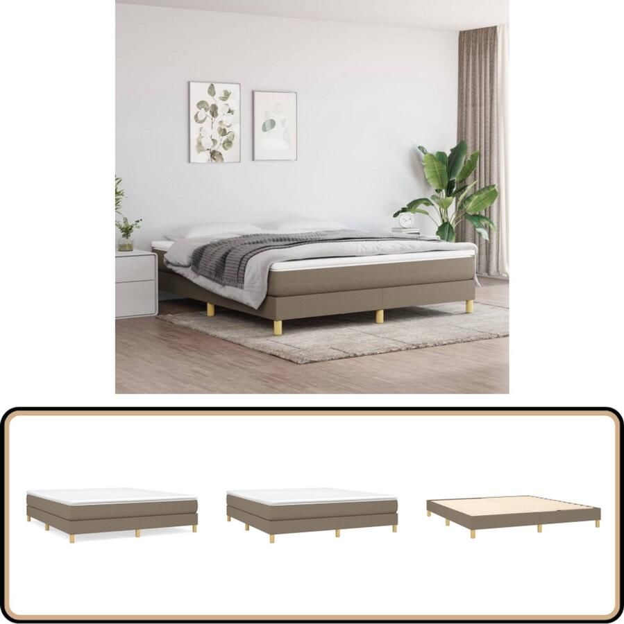 VidaXL Bedframe Taupe 160x200 cm Stof Boxspring Frame Tweepersoons Bed Frame Stof Bed Taupe Bed