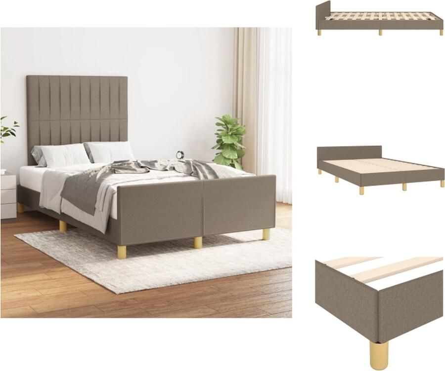 VidaXL Bedframe Taupe 203 x 126 x 118 128 cm Verstelbaar hoofdeind Multiplex lattenbodem Comfortabele ondersteuning Bed - Foto 3