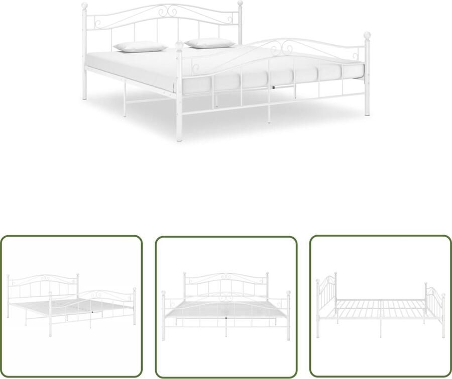 The Living Store Bedframe metaal wit 200x200 cm Bedframe Bedframes Tweepersoonsbed Tweepersoonsbedden Bed Bedden Bedombouw Bedombouwen Frame Frames Slaapmeubel