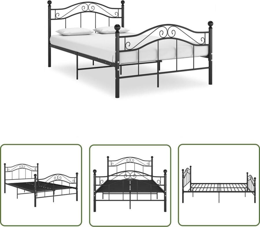 The Living Store Bedframe metaal zwart 120x200 cm Bedframe Bedframes Tweepersoonsbed Tweepersoonsbedden Bed Bedden Bedombouw Bedombouwen Frame Frames Slaapmeubel