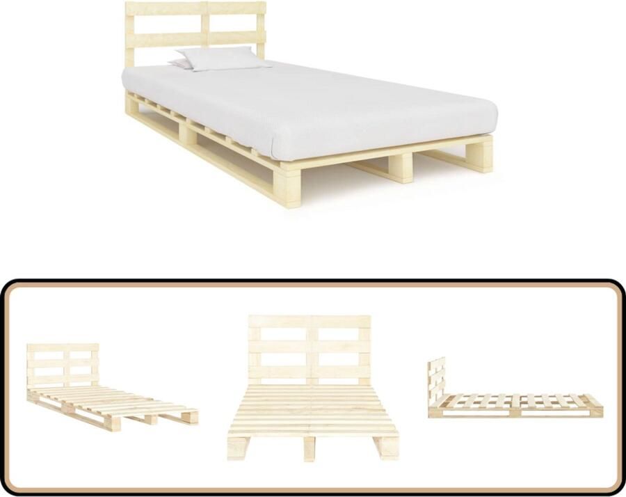 The Living Store Pallet Bedframe Massief Grenenhout 120 x 200 cm Naturel Palet Bed Frame Massief Houten Bedframe Grenenhouten Bed Frame 120x200 Tweepersoons Bed