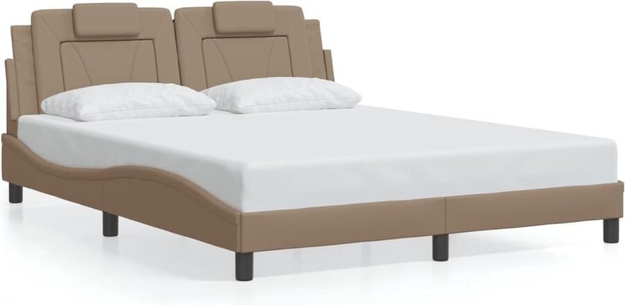 VidaXL Bedframe Viana zonder matras kunstleer cappuccinokleurig 160x200 cm
