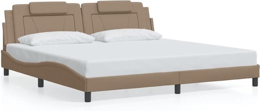 VidaXL Bedframe Viana zonder matras kunstleer cappuccinokleurig 200x200 cm - Foto 7