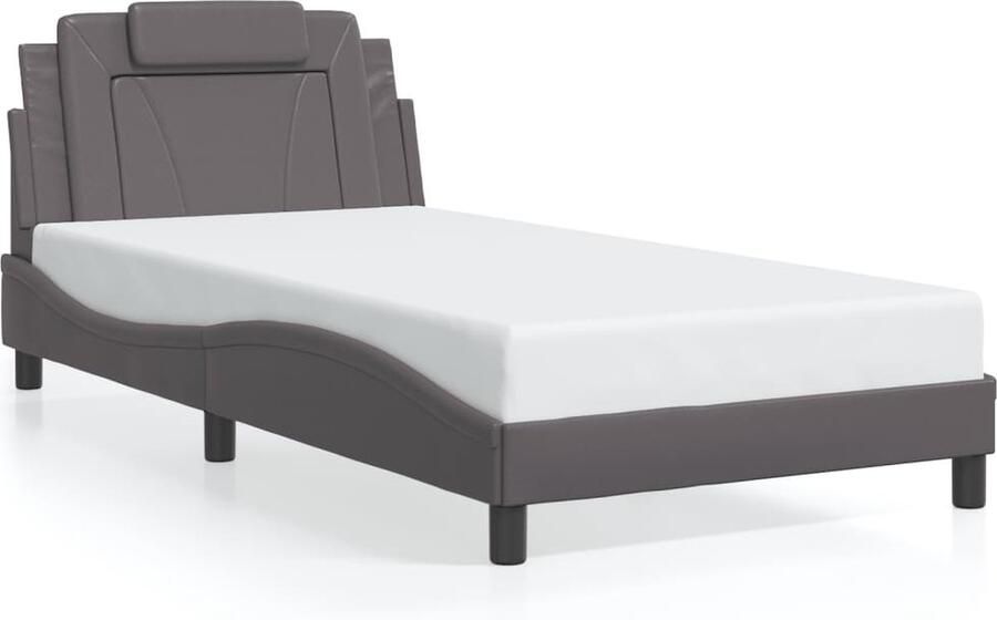 VidaXL Bedframe Viana zonder matras kunstleer grijs 100x200 cm - Foto 3