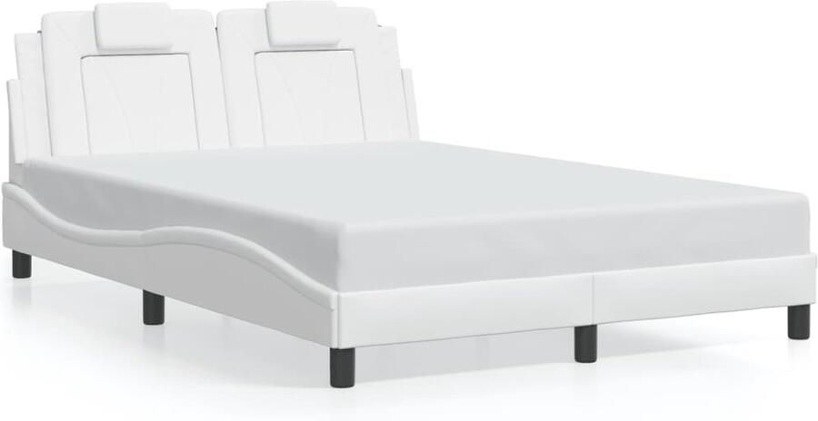 VidaXL Bedframe Slaapcomfort Bedframe Dover kunstleer wit 140x200 cm Boxspring Hoofdbord Kunstleder - Foto 4
