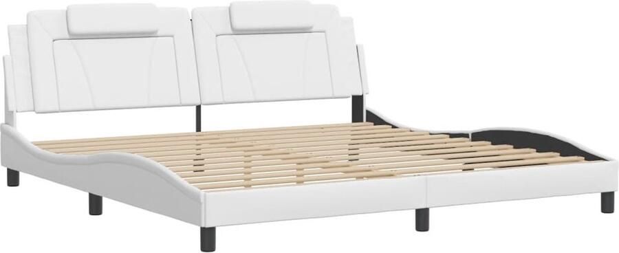 VidaXL -Bedframe-met-hoofdbord-kunstleer-wit-200x200-cm - Foto 4