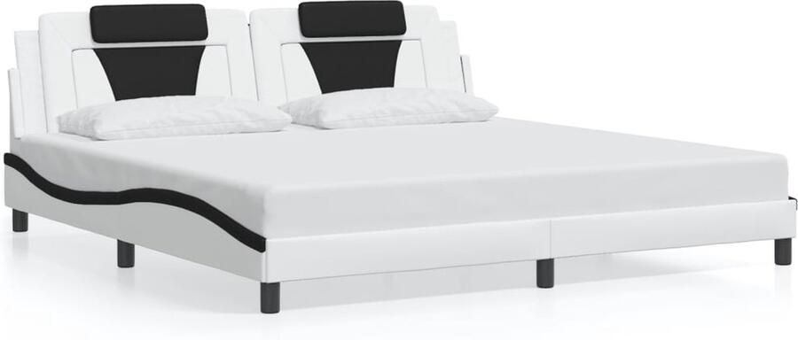 VidaXL Bedframe Viana zonder matras kunstleer wit en zwart 200x200 cm - Foto 4