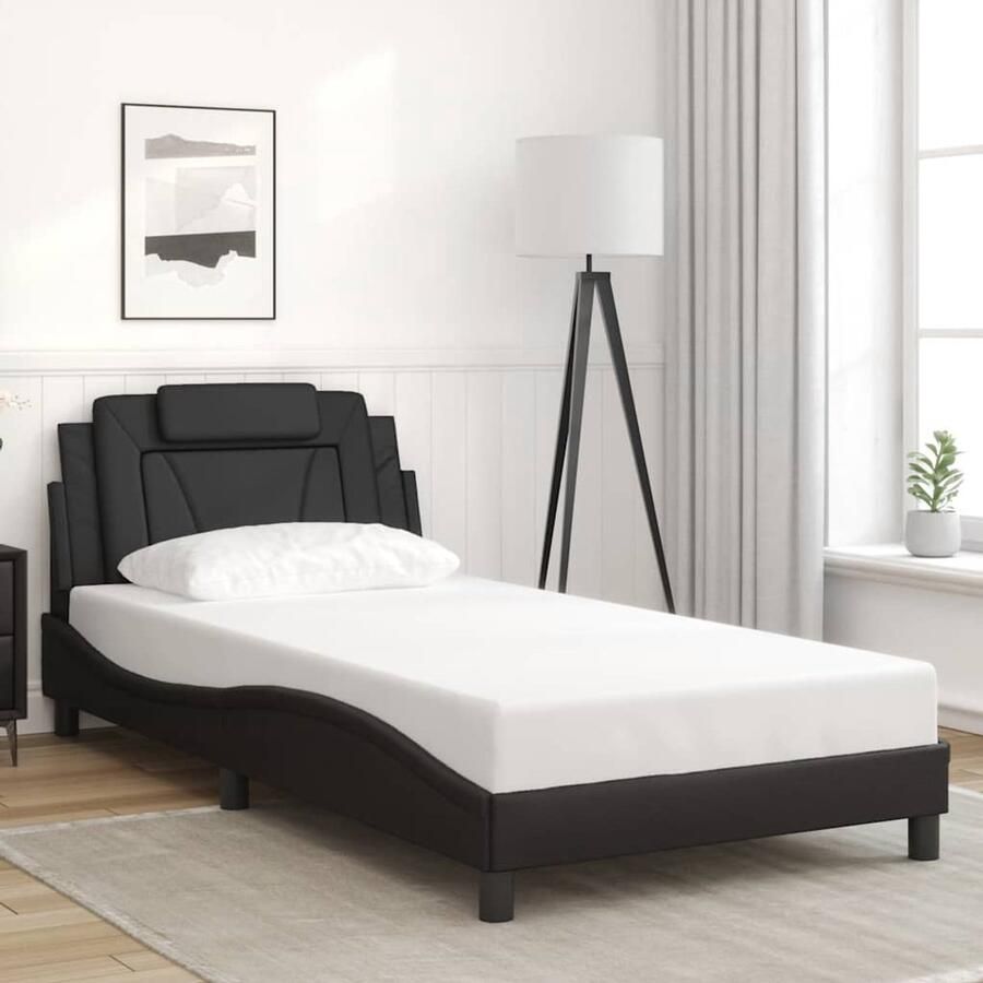 VidaXL Bedframe Viana zonder matras kunstleer zwart 100x200 cm - Foto 3