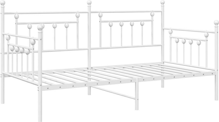 VidaXL Bedframe voor een daybed met hoofdeinde Wit 100 x 200 cm Staal