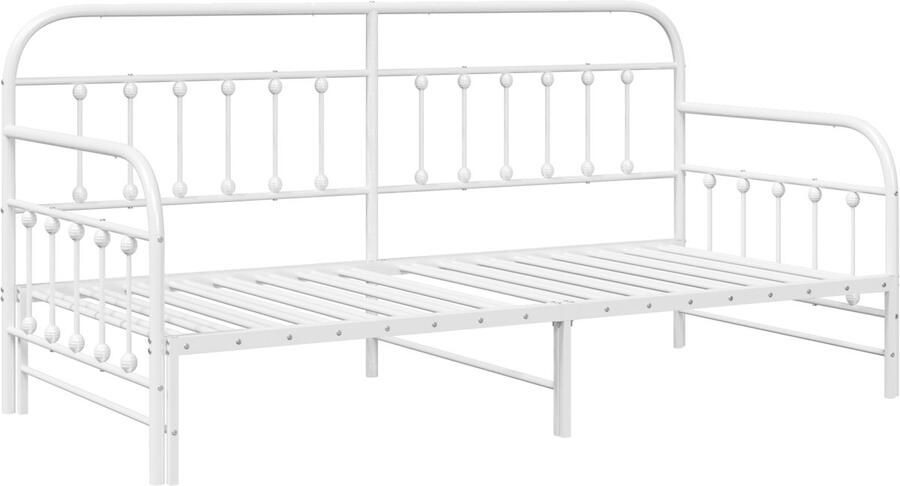 VidaXL Bedframe voor een daybed met hoofdeinde Wit 100 x 190 cm Staal