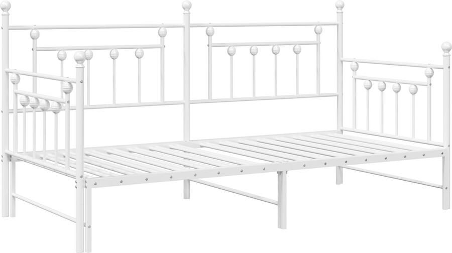 VidaXL Bedframe voor een daybed met hoofdeinde Wit 107 x 203 cm Staal