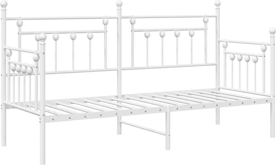 VidaXL Bedframe voor een daybed met hoofdeinde Wit 75 x 190 cm Staal
