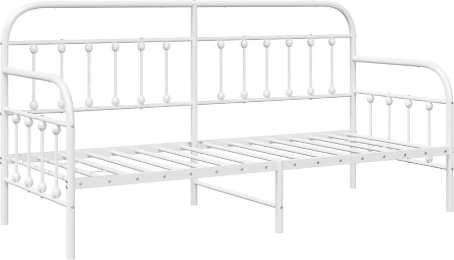 VidaXL Bedframe voor een daybed met hoofdeinde Wit 75 x 190 cm Staal