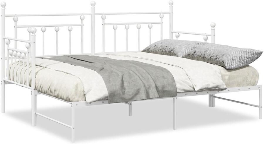 VidaXL Bedframe voor een daybed met hoofdeinde Wit 75 x 190 cm Staal - Foto 3
