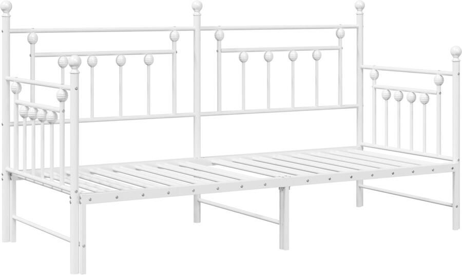 VidaXL Bedframe voor een daybed met hoofdeinde Wit 75 x 190 cm Staal
