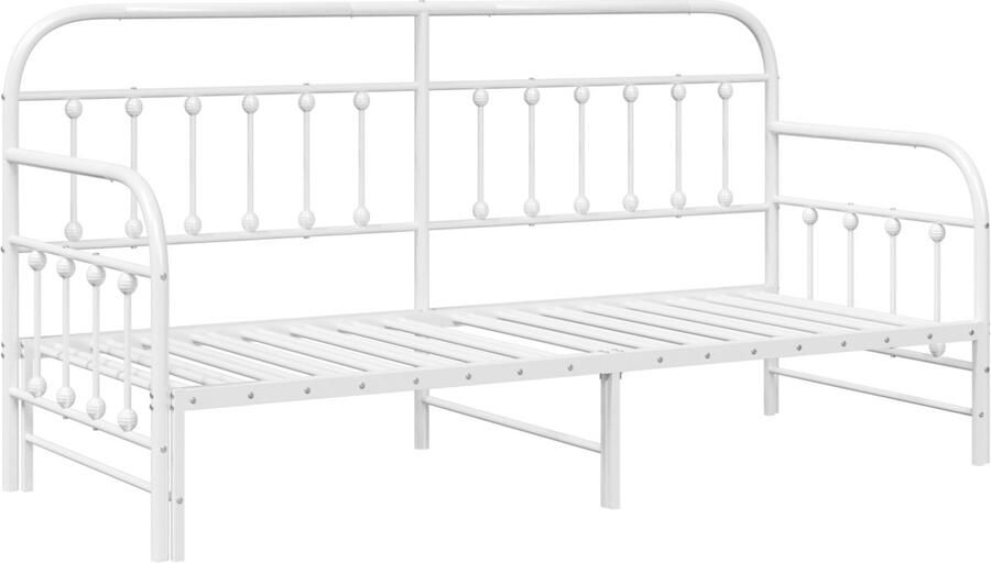 VidaXL Bedframe voor een daybed met hoofdeinde Wit 75 x 190 cm Staal