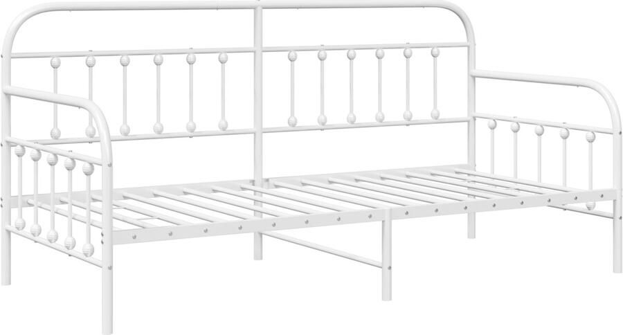 VidaXL Bedframe voor een daybed met hoofdeinde Wit 90 x 190 cm Staal