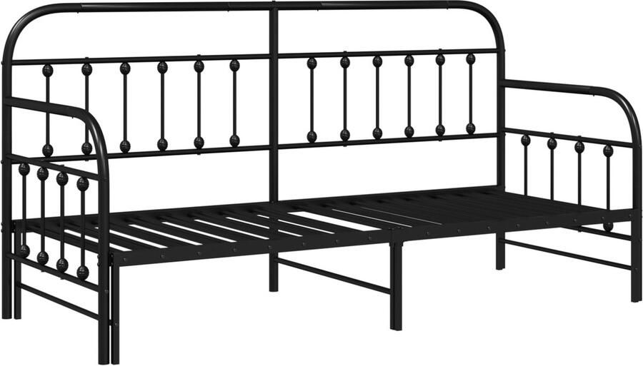 VidaXL Bedframe voor een daybed met hoofdeinde Zwart 80 x 200 cm Staal
