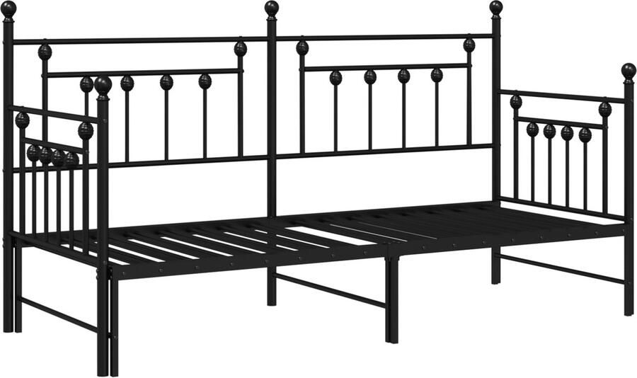 VidaXL Bedframe voor een daybed met hoofdeinde Zwart 75 x 190 cm Staal