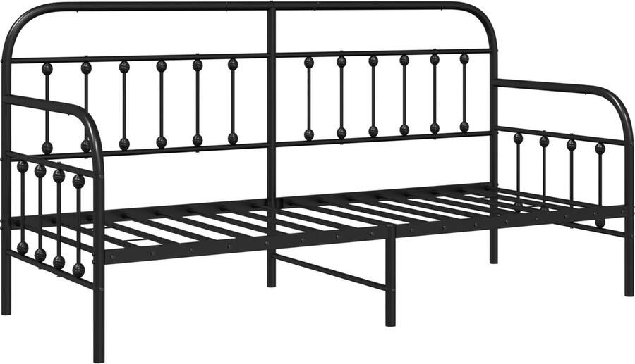VidaXL Bedframe voor een daybed met hoofdeinde Zwart 75 x 190 cm Staal
