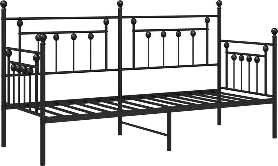 VidaXL Bedframe voor een daybed met hoofdeinde Zwart 75 x 190 cm Staal