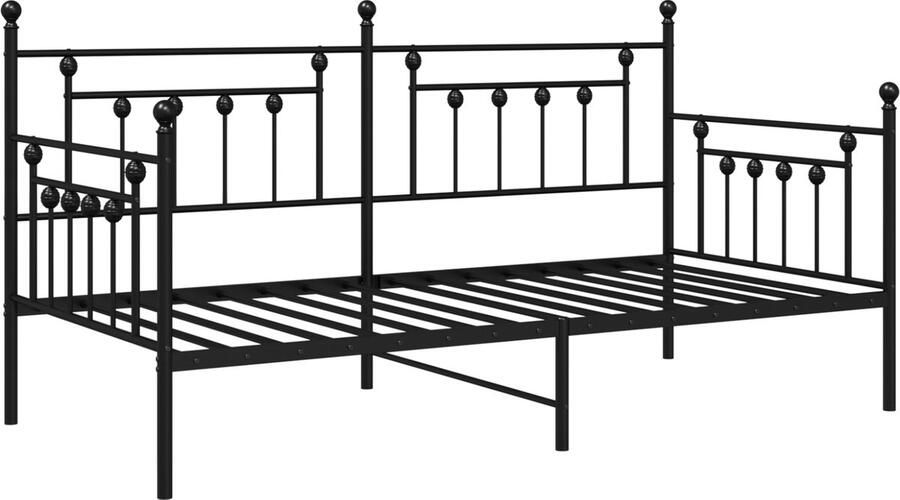 VidaXL Bedframe voor een daybed met hoofdeinde Zwart 90 x 200 cm Staal