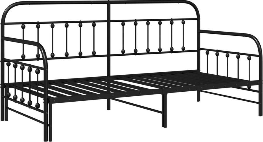 VidaXL Bedframe voor een daybed met hoofdeinde Zwart 90 x 190 cm Staal