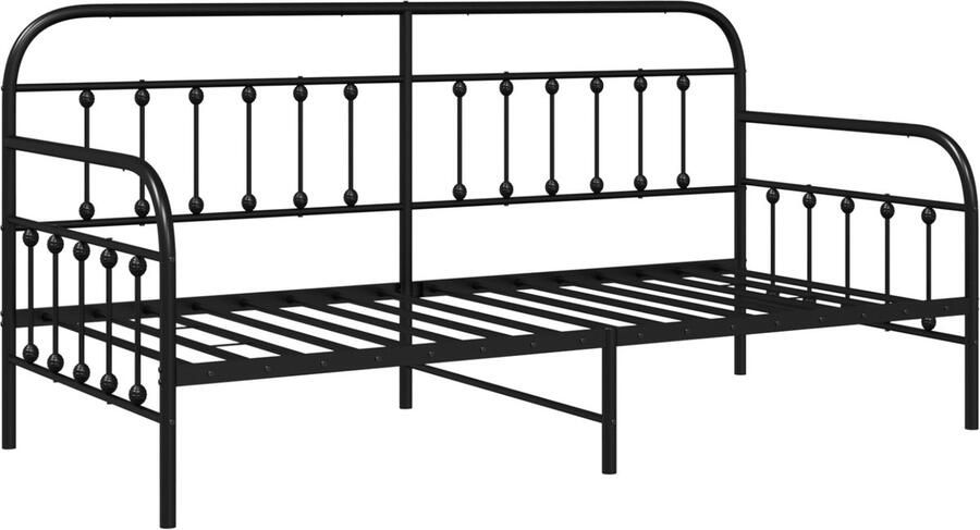 VidaXL Bedframe voor een daybed met hoofdeinde Zwart 90 x 200 cm Staal