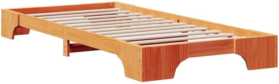 VidaXL Bedframe Wasbruin 207 x 107 x 17 cm Massief grenenhout