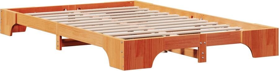VidaXL Bedframe Gewaxt bruin Massief grenenhout 135 x 190 cm Duurzaam