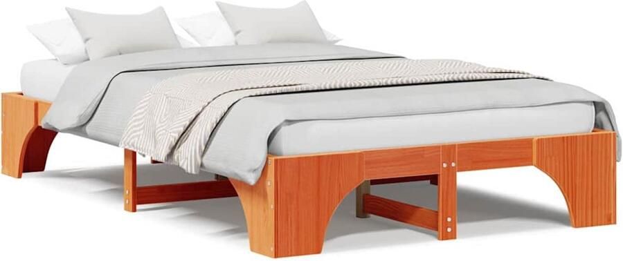 VidaXL Bedframe Wasbruin 197 x 127 x 30 cm Massief grenenhout