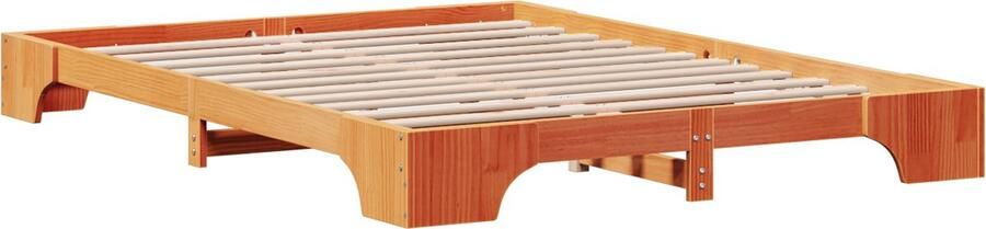 VidaXL Bedframe Gewaxt bruin Massief Grenenhout 160 x 200 cm Duurzaam