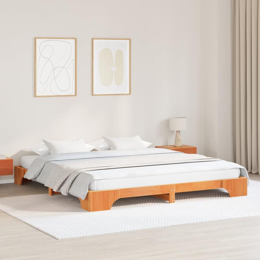 VidaXL Bedframe Waxbruin Massief grenenhout 180 x 200 cm Bedframe