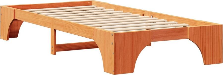 VidaXL Bedbodem in Gewaxte Bruin 75x190 cm Massief Grenenhout