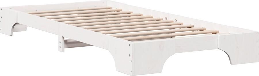 VidaXL Bedframe Wit 207 x 107 x 17 cm Massief grenenhout