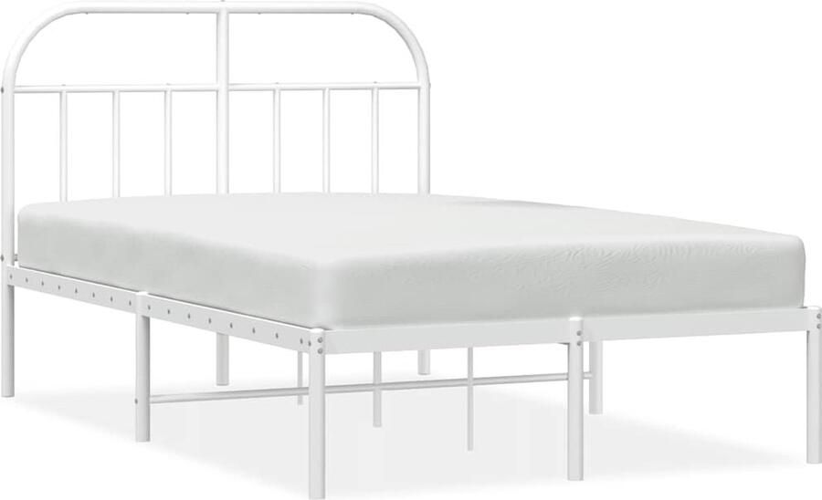 VidaXL Bedframe Wit 135x190 cm Stalen Frame Robuust Bedframe Klassiek Bed Wit Bed Frame Metalen Bed Staal Bedframe Boxspring Bed Tweepersoons Bed King Size Bed - Foto 2