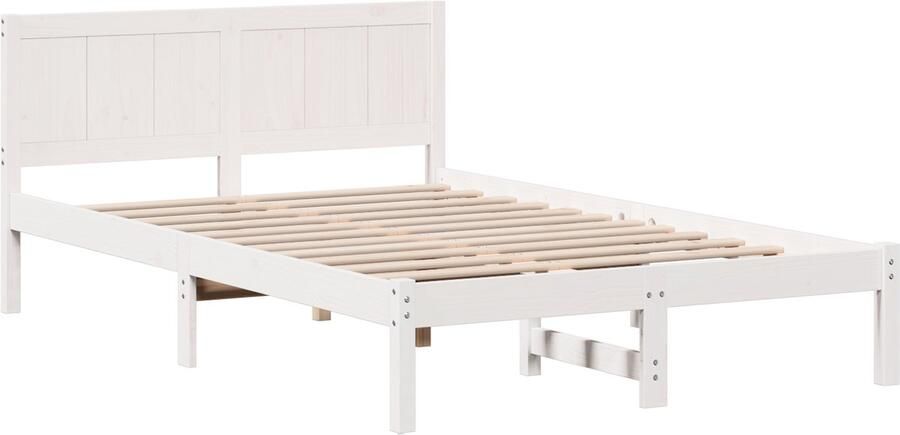 VidaXL Bedframe met hoofdeinde Wit 120 x 190 cm Massief grenenhout