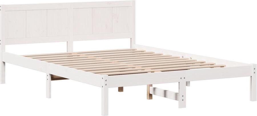 VidaXL Witte Grenen Bedframe Wit Hout 150 x 200 cm Duurzaam